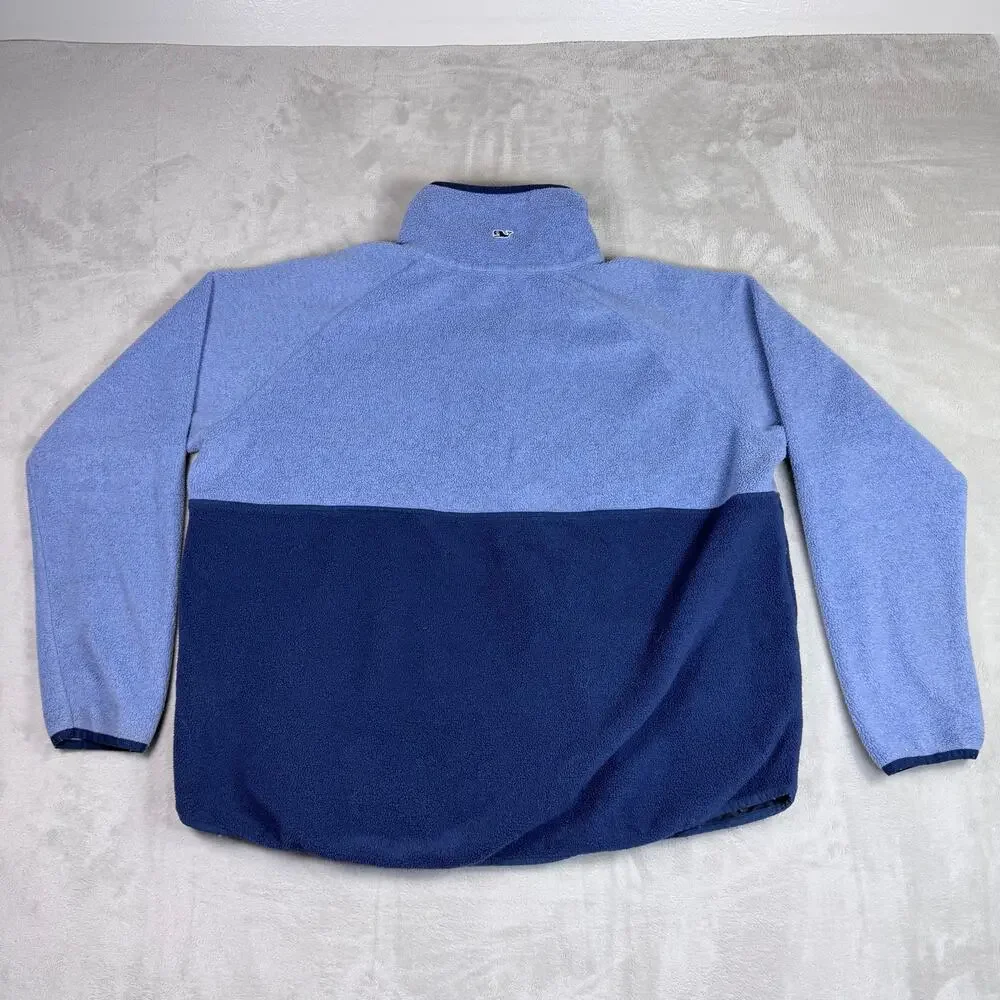 Vineyard Vines Blue Color Block Polar Fleece Half Zip Womens XL